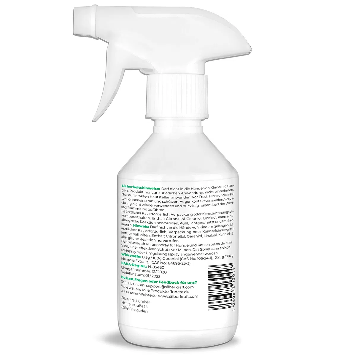 Silberkraft - Spray antiacaro per cani e gatti, 250 ml, affidabile antiacaro per cani, gatti, roditori e altri animali domestici, efficace e utile antiacaro