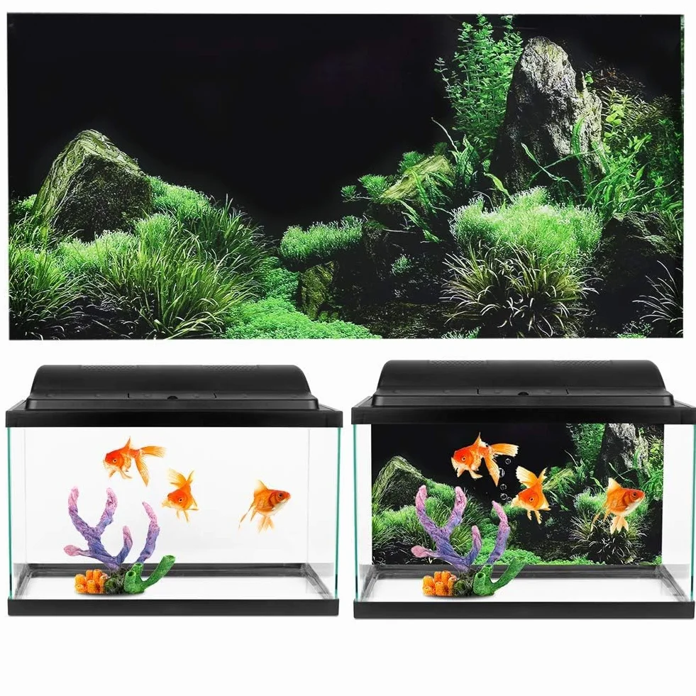 Effetto 3D Seafloor Acqua Erba Poster Autoadesivo Rettile Terrario Acquario Sfondo Acquario Adesivo murale Acquario Sfondo Poster subacqueo PVC Decor Wall Paper (61 x 40cm)