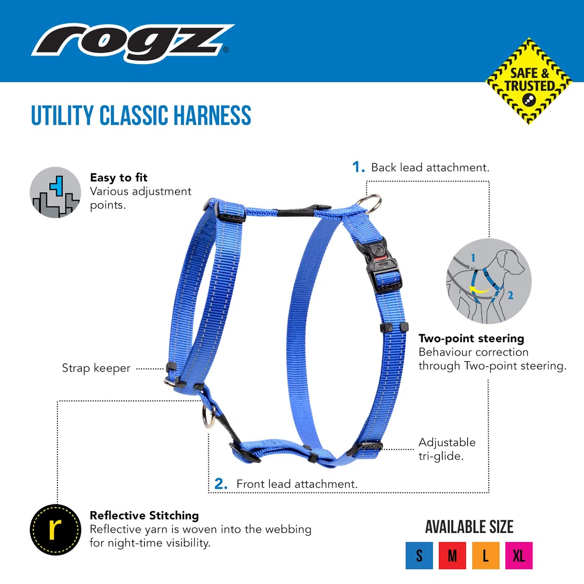 Rogz Utility Small 3/20,3 cm Riflettente Nitelife Regolabile Dog h-Harness
