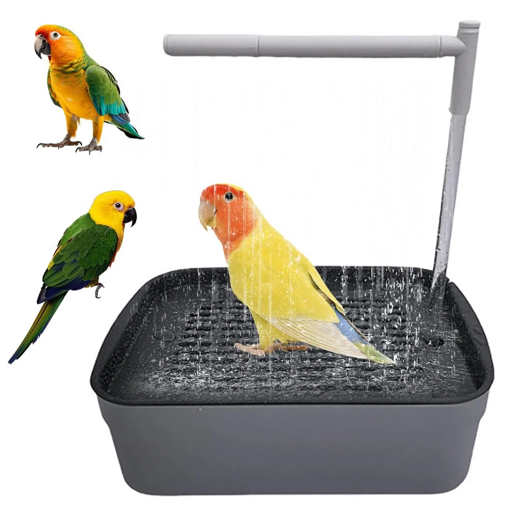 Vasca da Bagno per Uccelli, Vasca da Bagno Automatica per Pappagalli, Uccelli Doccia a Circolazione d'Acqua, Vasca da Bagno Automatica per Uccelli con Rubinetti Multipli per Uccelli Budgie