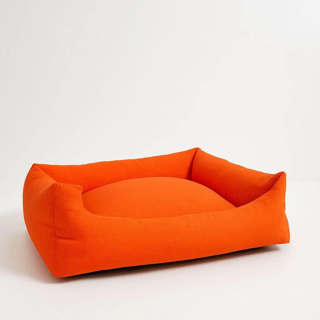 Cuccia Cane Interno Taglia Media Rivestimento Loneta (70×55 h27cm) Cucce per Cani Lavabile, Made in Italy con Misure Generose e Altezza Superiore Rispetto altre Cucce (Arancio)