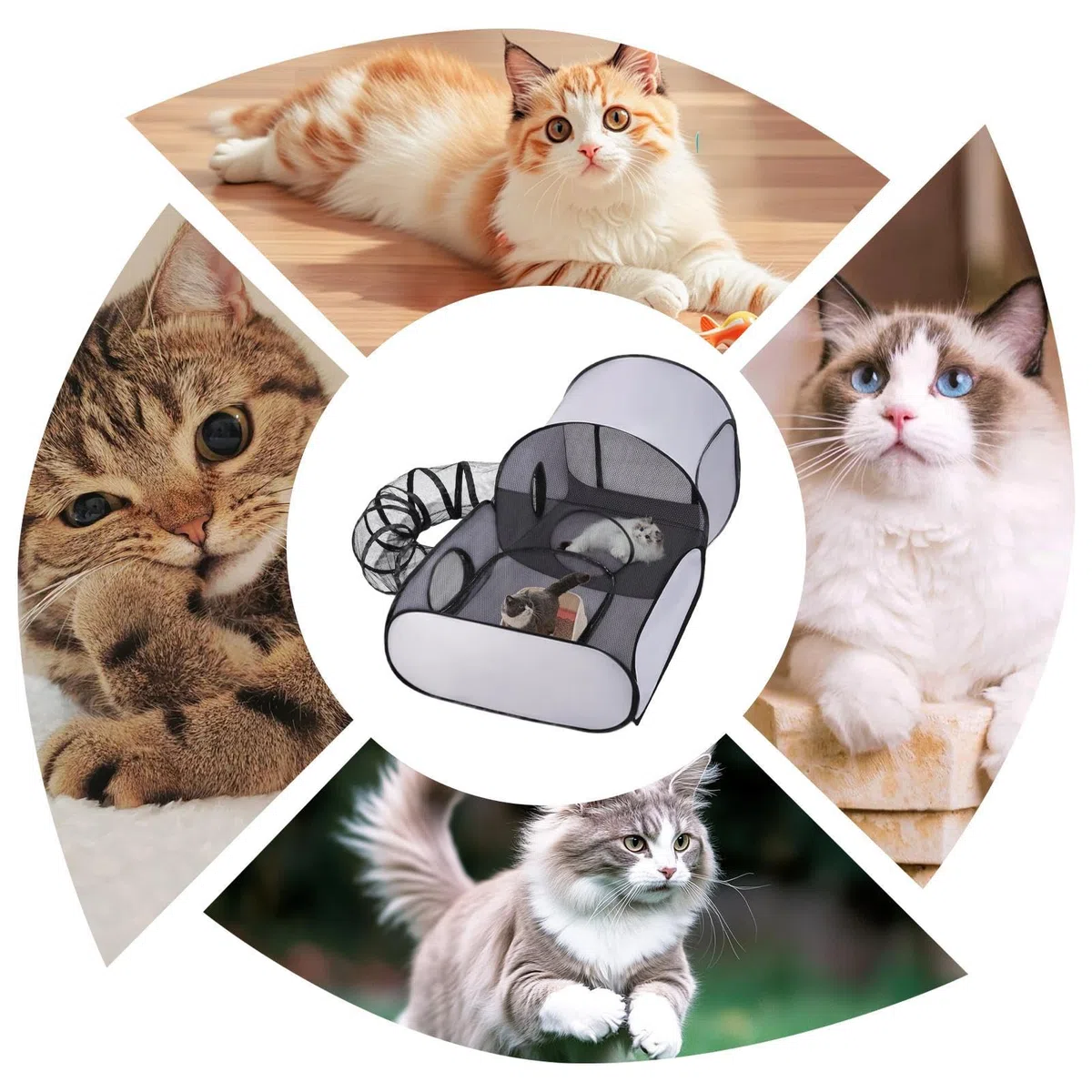 Recinto Per Animali Domestici Gabbia Per Gatto Esterno Recinzioni Per Gatti Da Esterno E Interno Tendas Portatile Con Tunnel, Portatile Gabbia Per Gatto Cucciolo Gattini