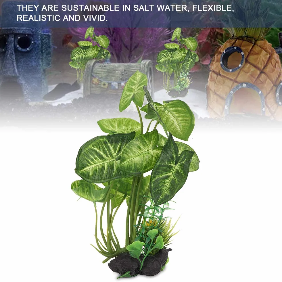 Hffheer Piante Artificiali Verdi per Acquario, Decorazione Subacquea in Plastica, Ornamenti Paesaggistici per Acquari