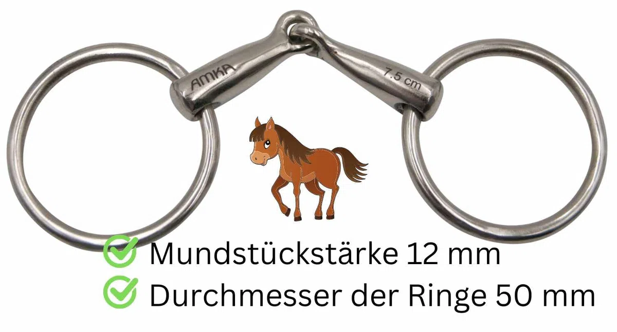 AMKA Ponytrense - Fascio d'acqua pony, spessore 12 mm, anelli 50 mm, 7,5 8,5 9,5 10,9