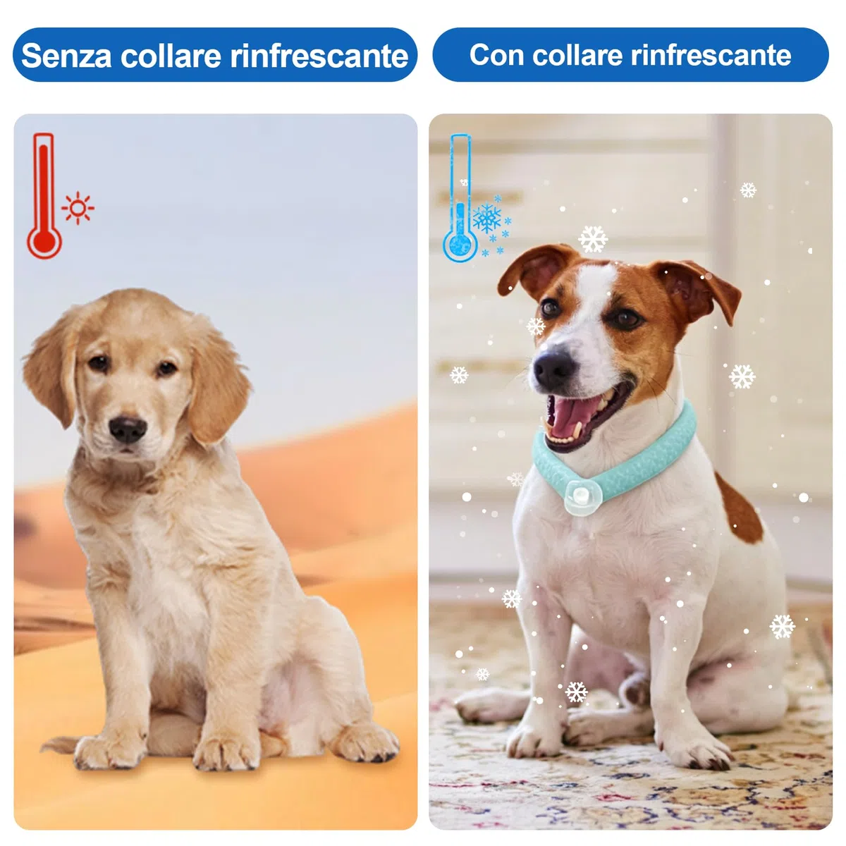 DEWEL Collare di Raffreddamento per Cani,collari per cani di Raffreddamento,Congelamento Rapido a 28 ℃,Sciarpa Pet Cooling Collar per Piccola e Media 47 cm (verde)