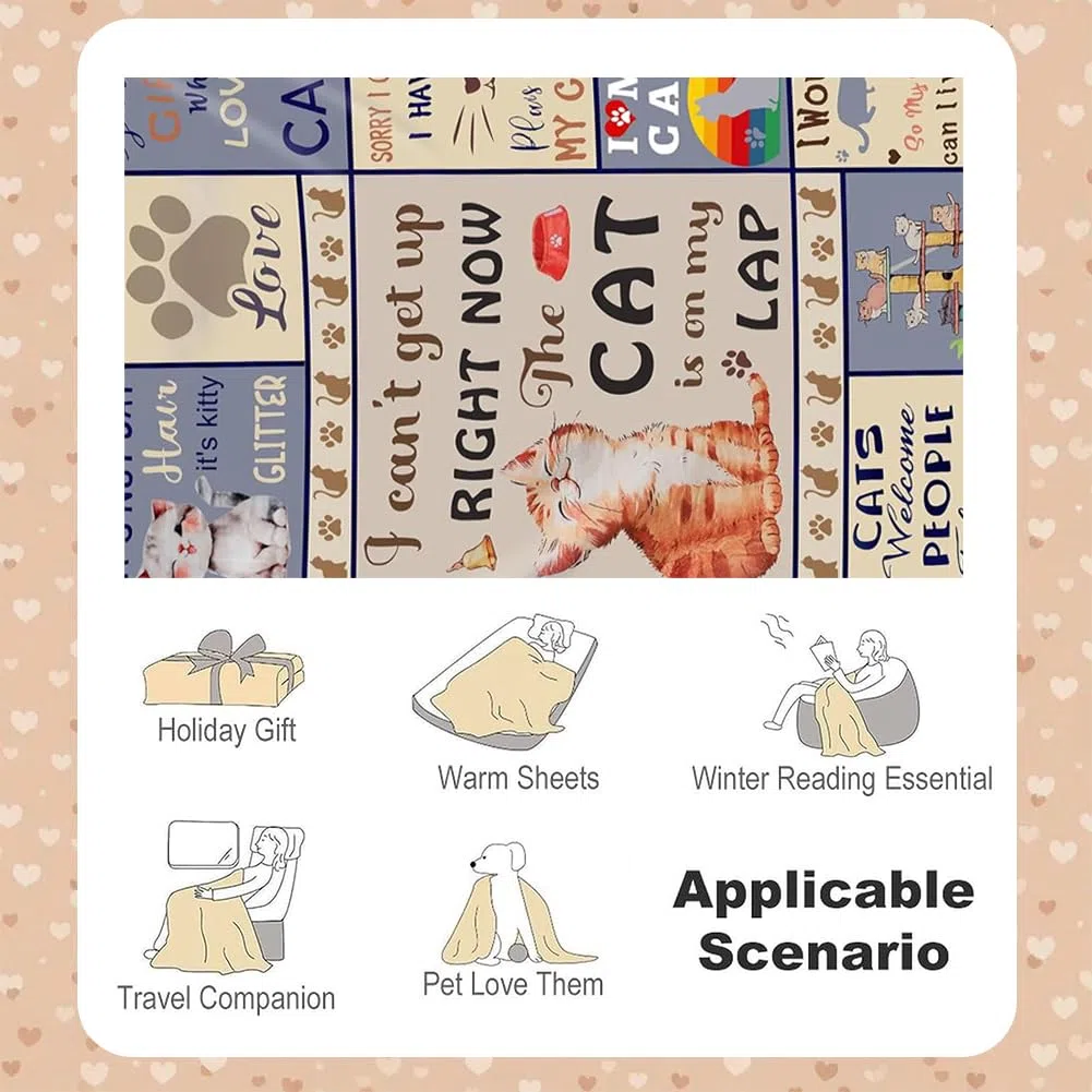 Coperta Per Gatti Morbida, 100x150 Cm - Coperta In Flanella Soffice Con Design Divertente Di Gatto - Ideale Per Divano, Letto e Decorazione Casa - Regalo Perfetto Per Amanti Dei Gatti