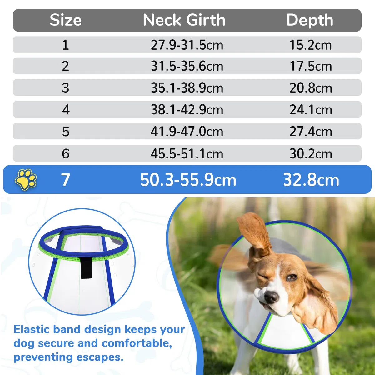 Collare Elisabettiano Cane Morbido, Regolabile Cono per Cani Post-Operatorio, Leggero Collari Protettivo Cane Anti-Leccamento e Anti-Morso, Traspirante Collare Vittoriano Cani (Blu, Size 7)