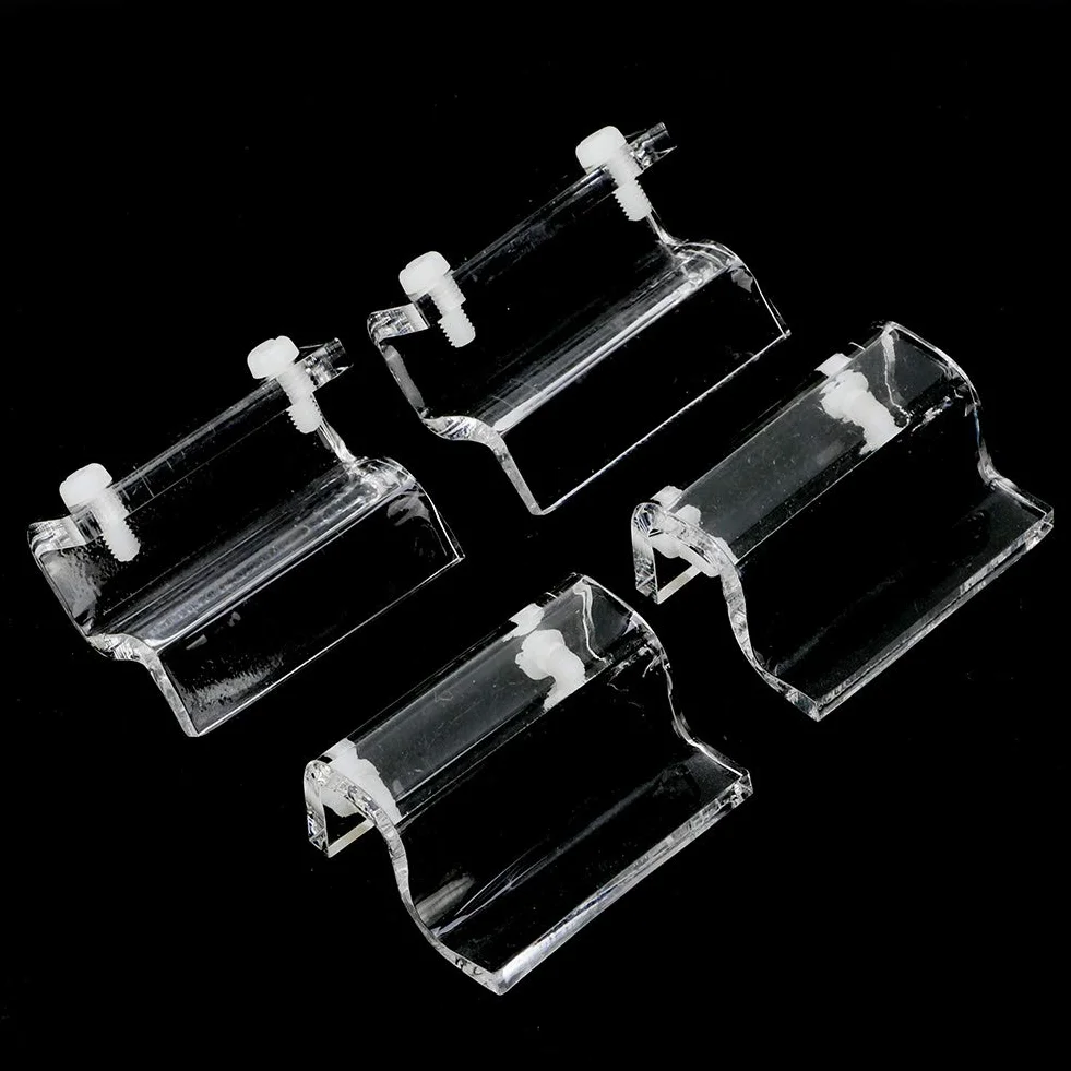 Copertura in vetro per acquario, 4 pezzi, clip per coperchio in vetro per acquari senza montatura, trasparente, supporto per supporto, adatto a vari dimensioni