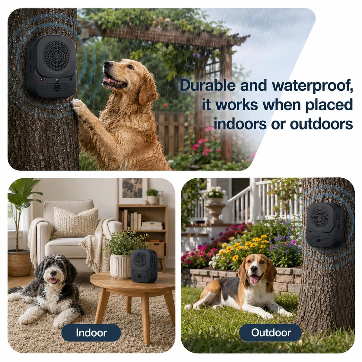 Dispositivo Antiabbaio per Cani, Ultrasuoni per Cani Ferma Abbaio Automatico con 4 modalità Frequenza con Telecomando, Dispositivo Antiabbaio Lungo Raggio 33ft, Interno/Esterno Efficace (Nero)