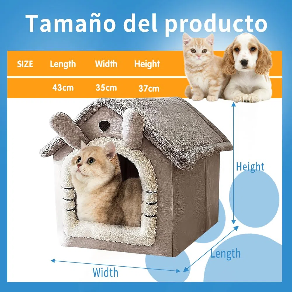 Voarge Letto per grotta di gatto, interno per casa, letto pieghevole, per cani, con cuscino rimovibile, impermeabile, caldo, resistente alle intemperie, per gatti, cani, M