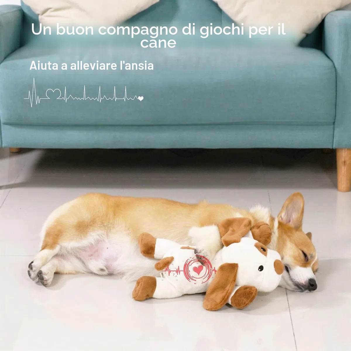 WEOK Giocattolo per cani con battito cardiaco per cucciolo, aiuta a alleviare l'ansia e calmare il comportamento, giocattolo per il battito cardiaco