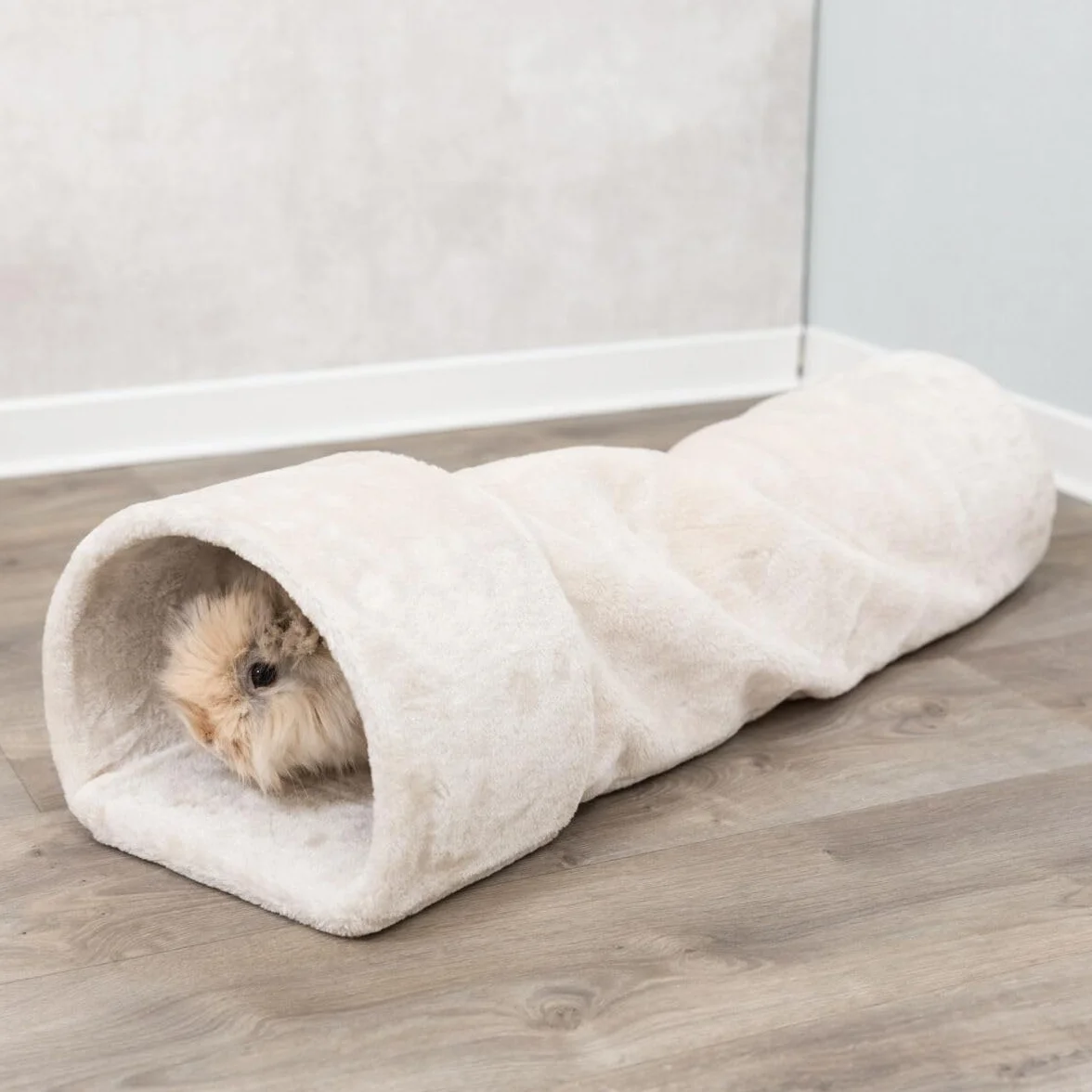 A.S. Création TRIXIE - Tunnel per Conigli/porcellini d'India, Peluche, 27 x 21 x 80 cm, Beige, 1385 g
