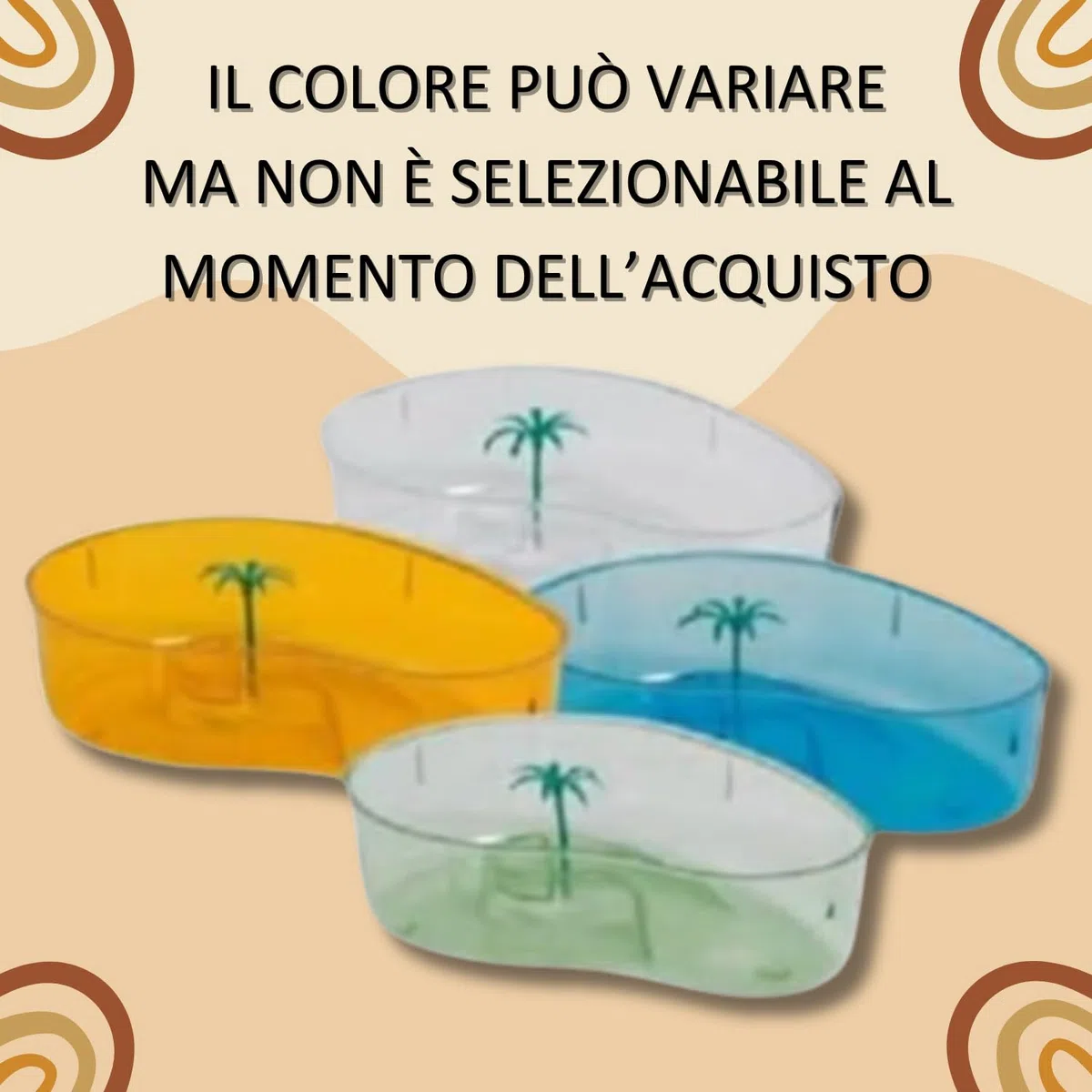 Pet's Market Thasos Tartarughiera Acquario per Tartarughe d'Acqua Vaschetta a Forma di Goccia in Plastica Piccole Tartarughe con Isola Palme 31,5x21,5x8 cm