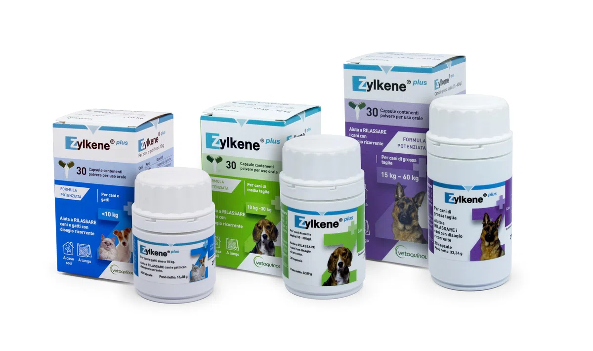 Zylkene Plus Mangime Complementare | Gatti e Cani fino a 10 kg 75 mg | Promuove il rilassamento nelle situazioni di disagio nel lungo termine: Soli a casa, Nuovi animali e neonati | 30 capsule