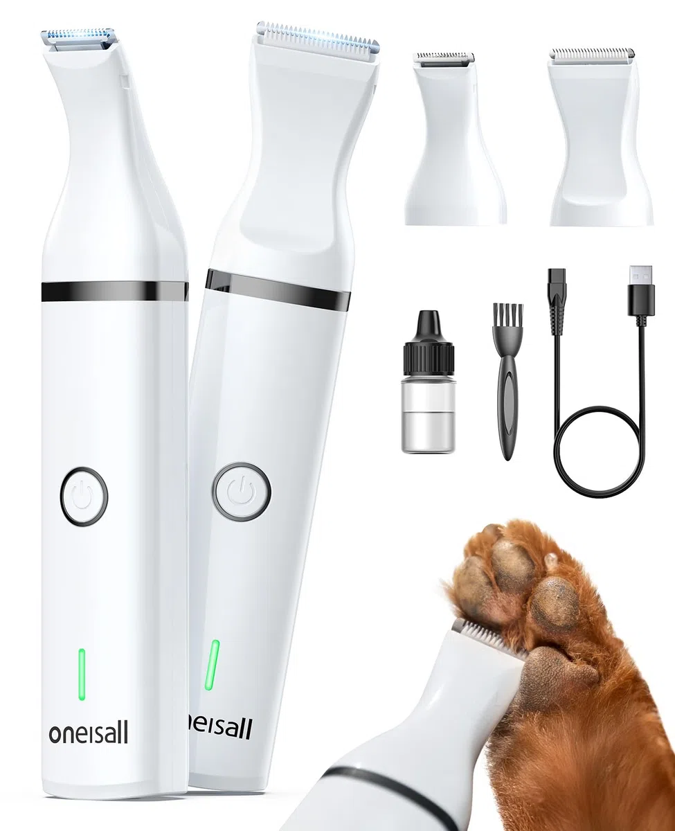 oneisall Tosatrice per cani Tosatrice a basso rumore Tosatrice per cani per gatti zampe, occhi, orecchie, viso, corpo (Bianco)