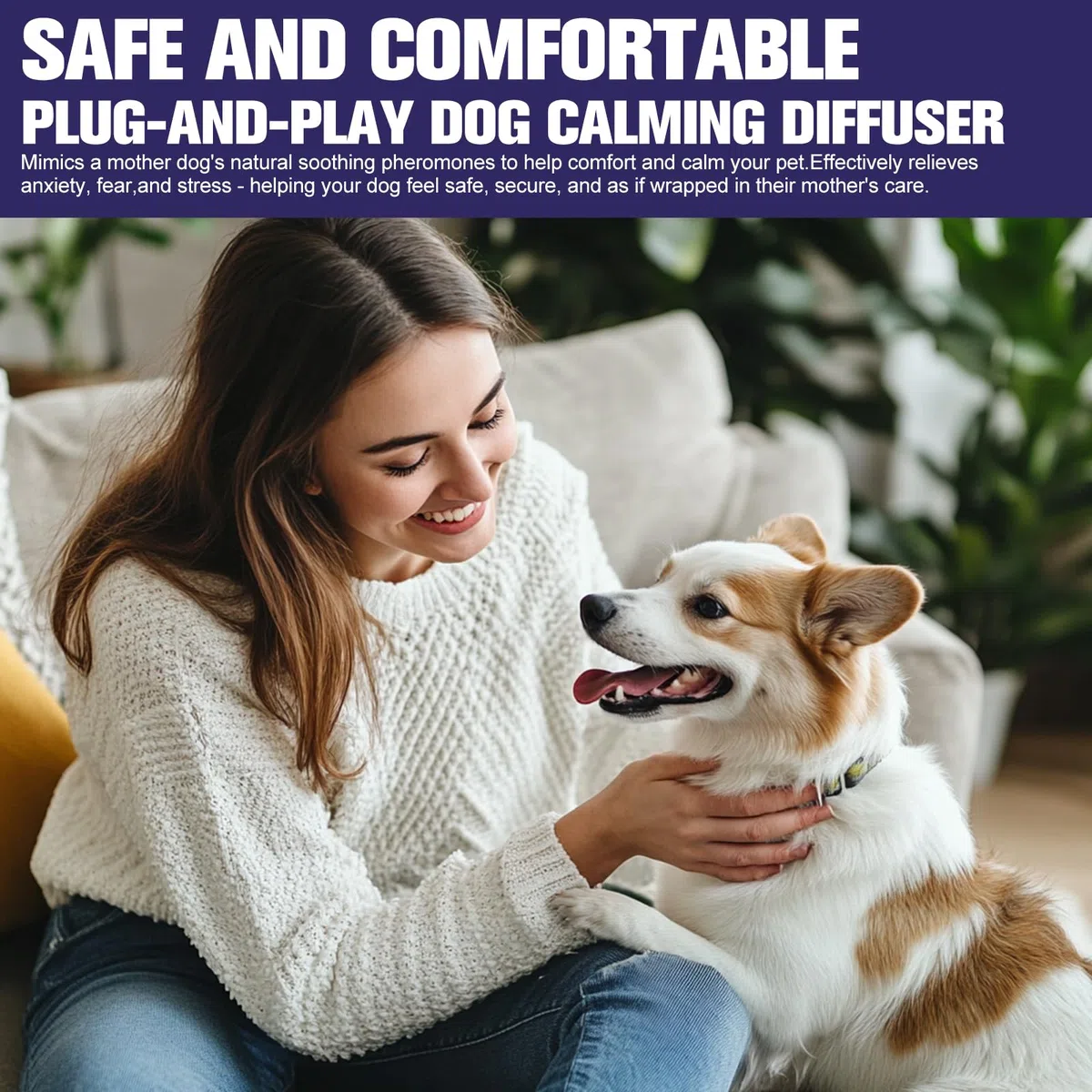 Diffusore di Feromoni per Cani con 3 Ricariche (48 ml) – Aiuta a Ridurre Comportamenti Legati allo Stress, Abbaio, Masticazione e Ansia da Separazione – Adatto a Case con Più Animali