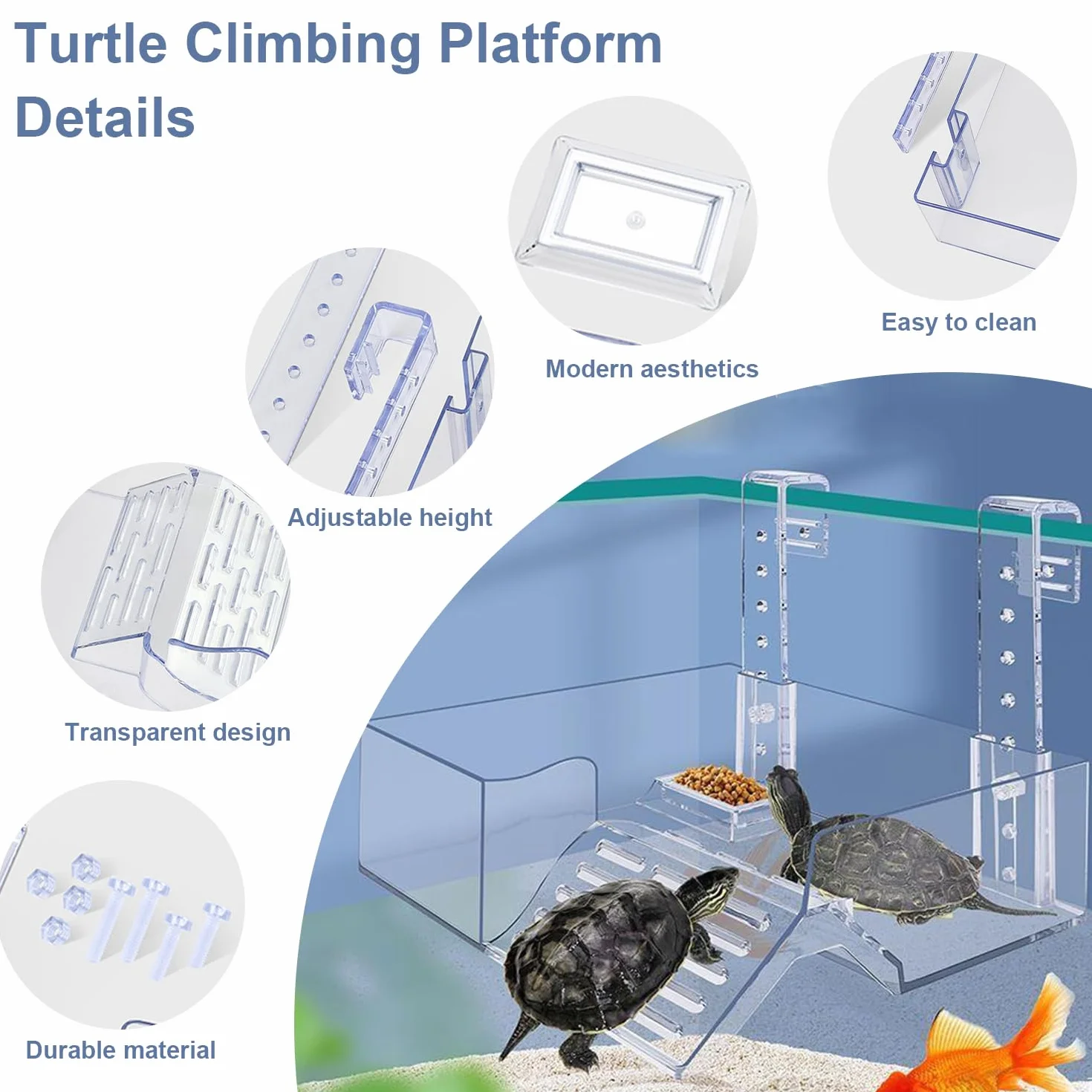 Piattaforma per Basking Delle Tartarughe In Acrilico, Rettile Acquatico Piattaforma Tartaruga, Rampe per Tartarughe In Acrilico, Accessori per acquari, per Tartarughe Marine, Piccoli Rettili, L