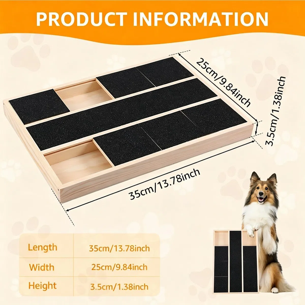 Tavola tiragraffi per cani, 35 x 25 x 3,5 cm, in legno, per limare le unghie dei cani, per addestrare le zampe, strumento per la toelettatura delle zampe del cane, per tagliare e macinare i