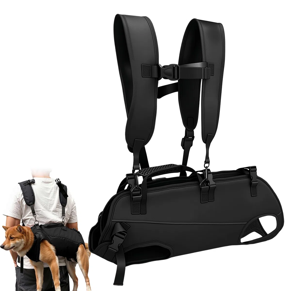 Zaino per Trasporto Cani, Imbracatura per Sollevamento Cane con Maniglia, Trasportino per Scale per Cane, Imbracatura per Recupero per Cani Anziani Feriti Disabili (L)