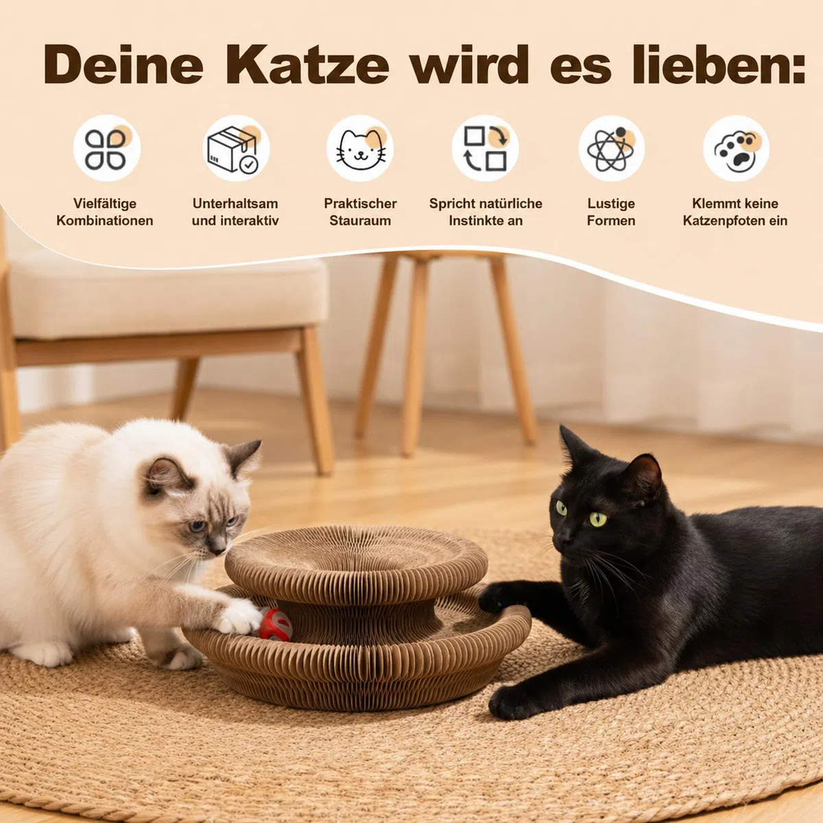 Reiteag KittySpin | Spin Regno Felin, Tiragraffi Interattivo per Gatti, Ovet Interattivo per Durevole Design Reversibile, Adatto a tutte le taglie