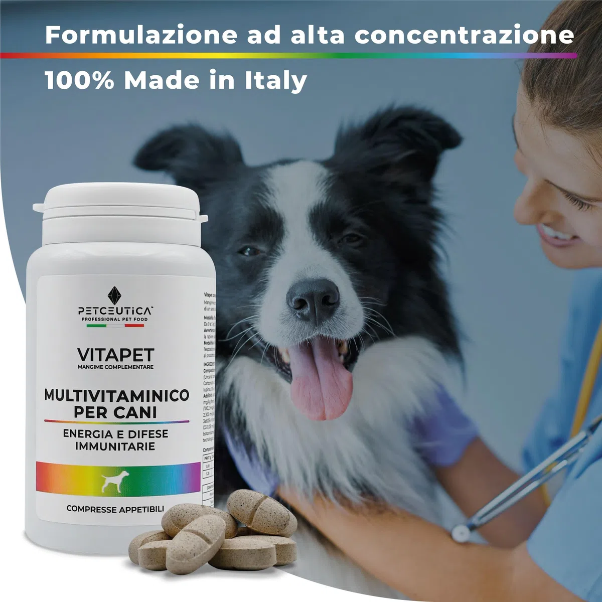 PETCEUTICA Integratore per Cane Anziano, Sistema Immunitario, Echinacea e Uncaria, Multivitaminico, 60 Compresse Appetibili, Made in Italy