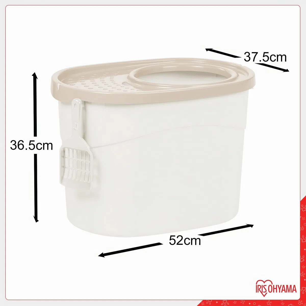 Iris Ohyama Lettiera per Gatti, Fino a 7kg, 1 Pala, Beige, Ingresso Top, Cat Litter Trey, Chiuso, Per Gattini, Lato alto, Con cappuccio, Grande, Senza BPA, Profondo, Facile da pulire, TECL-20