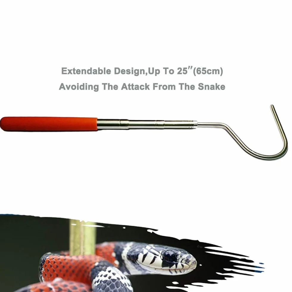 Snake Hook Professional Reptile Grabber Rattle Snake Catcher, Acciaio Inossidabile e Strumento di Fissaggio in Lega di Alluminio, 3 sezioni telescopiche (135cm / 53 inch)