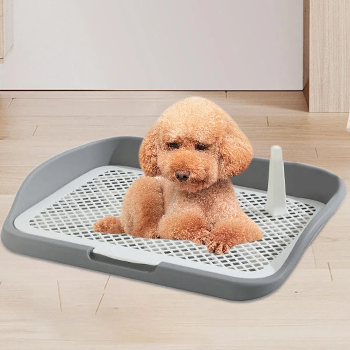 Toilette per Cani Cani Tappetino per vasino Tappetini per lettiera per Cani con Apertura dall'alto per Interni Vassoio per lettiera Griglie in Rete, Grigio Medio Recinzione