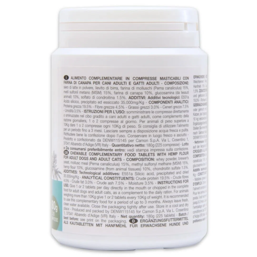 CAMON | Canahelp Compresse, Alimento Complementare per Cani e Gatti, Supporta la Crescita e il Mantenimento in Salute dell'Organismo, 225 Compresse da 180g