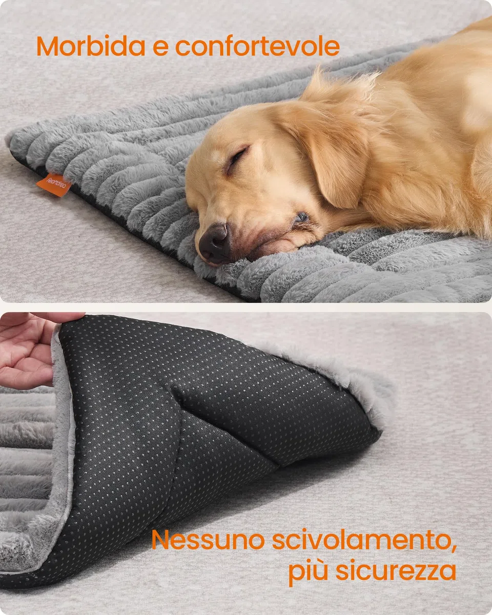 Feandrea Coperta per Cani, XL, 105 x 70 cm, Coperta per Animali Domestici, Utilizzabile da Entrambi Lati, Copridivano per Cani e Gatti Lavabile in Lavatrice, Grigio Tortora PPB044GD01