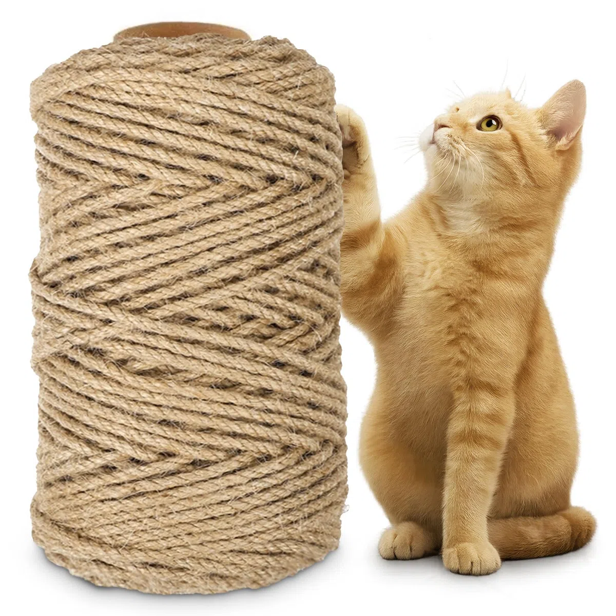 Corda Tiragraffi per Gatti in Juta Naturale 100m x 6mm Corda di Sisal per Gatti, Refil per Tiragraffi Fai da Te per Arrampicata per Casa e Giardino Decorazioni