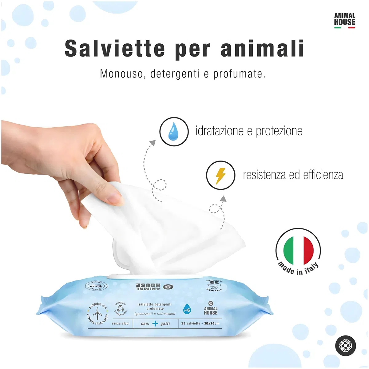 Animal House Salviette Profumate 350 PZ: Salviette Umidificate Ipoallergeniche e Biodegradabili per la Pulizia Quotidiana di Cani e Gatti (350, CAMOMILLA)