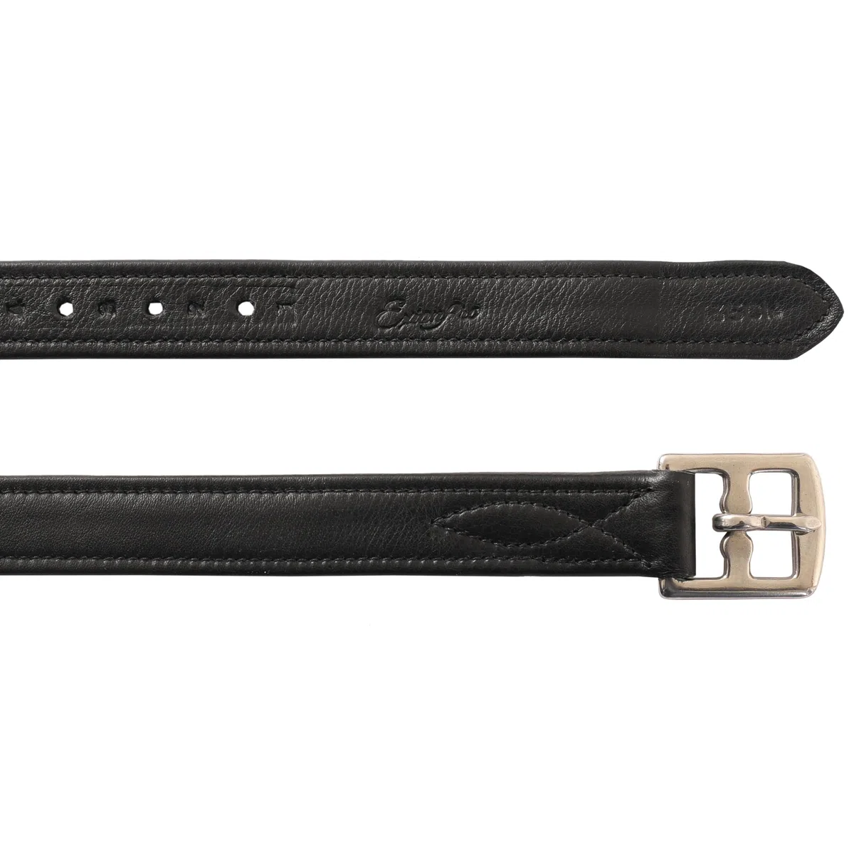 Exion FlexiStrong Staffili in Pelle per Sella Inglese – Cuir di Vitello 1" con Anima in Nylon – Fori Numerati, Fibbia Inox – Nero/Marrone – 120 a 155 cm – Equitazione Cavallo