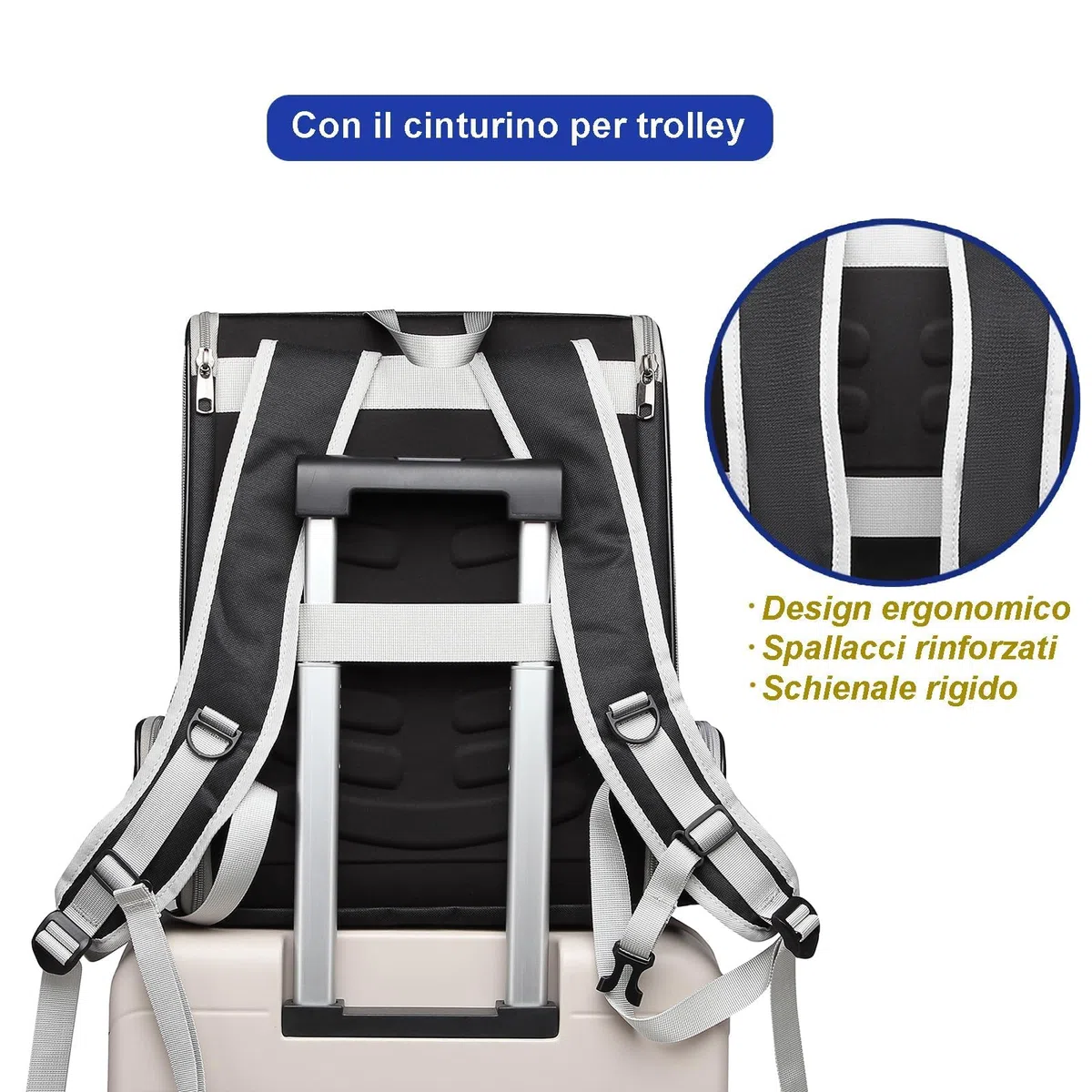 Zaino per Gatti Cani, Contenitore da Trasporto Traspirante, Per Passeggiata Escursione Borsa Leggera ed Elegante con Borsa Portaoggetti, Zaino Traspirante in Grigio, Ottimo Regalo per i propri