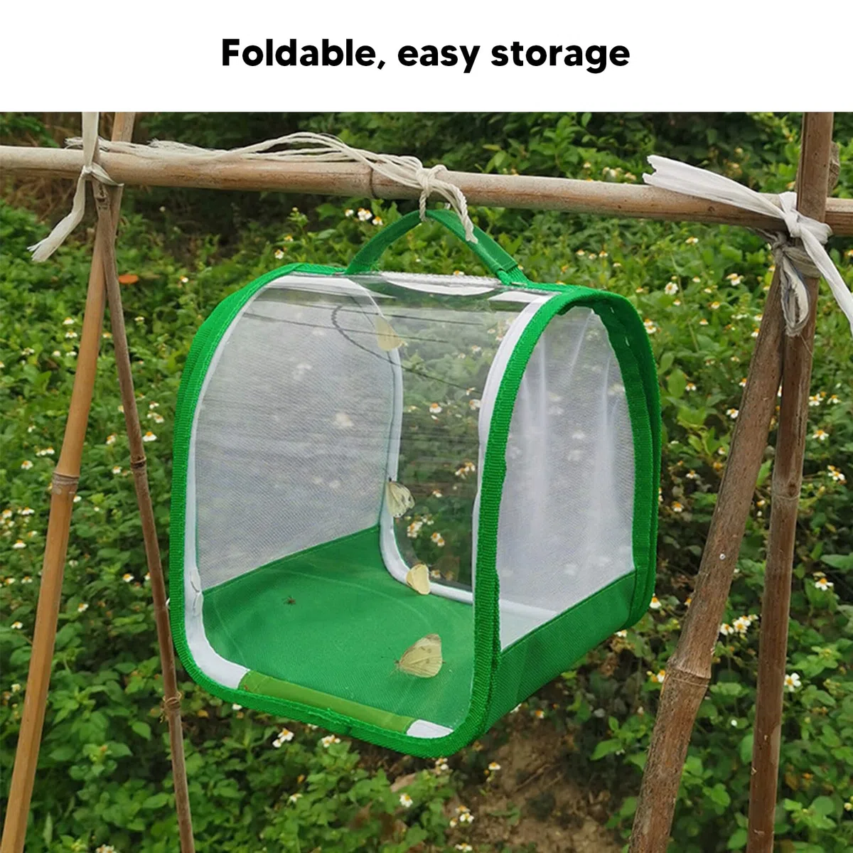 Gabbia Farfalla Monarca, Habitat Insetti Trasparente con Maniglia Portatile, Recinzione Pop-up Pieghevole per Uso Interno ed Esterno, Dimensioni 7.9x7.9x8.9 Pollici