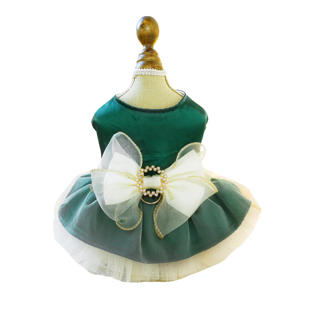 Vestito per cani di piccola taglia, gonna per cuccioli con fiocco retrò, tutù da principessa, per matrimonio, abito in pizzo per gatti e cani di piccola taglia (verde, XL)