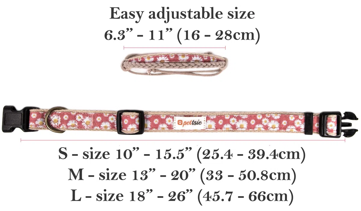 Pettsie collare per cani, bandana e braccialetto dell'amicizia, confezione regalo inclusa, canapa resistente, anello a D per un facile fissaggio del guinzaglio (S, rosa)