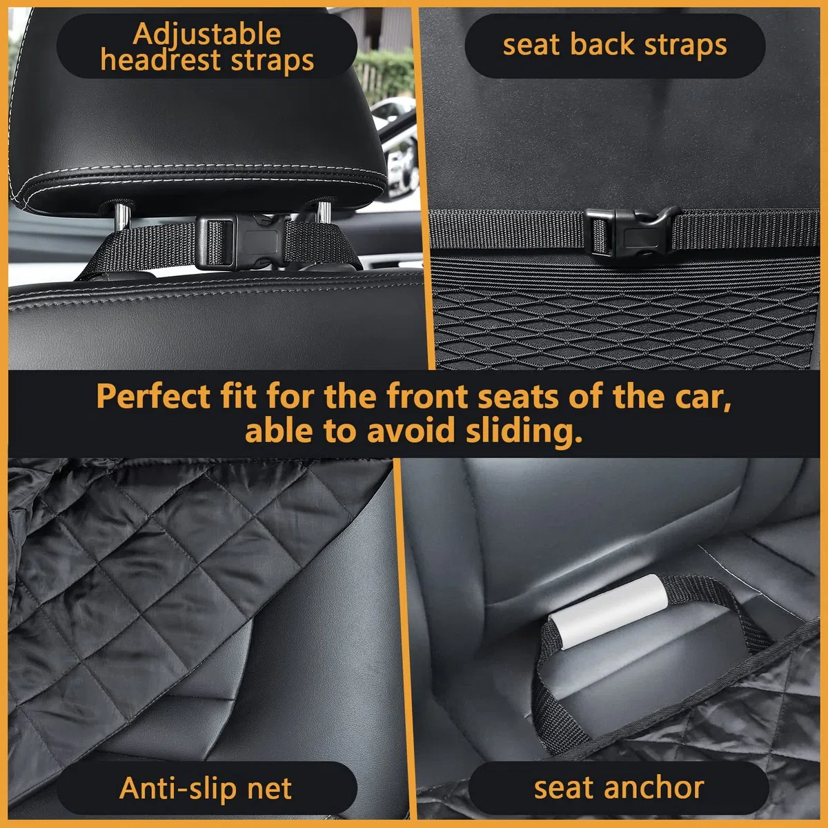 Coprisedile Auto per Cani e per Animali Domestici - Impermeabile e Reversibile, Extra Lembi Laterali, AntiGraffio Resistente e Lavabile Posteriore Coprisedili per Animali Auto SUV (Front Seat cover)