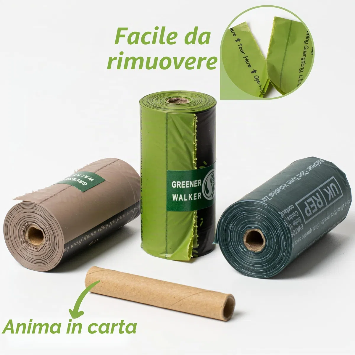 Greener Walker Cacca Sacchetti per bisogni dei Cani,540 unità,Extra Spessi,Forti e 100% Prova di perdite,biodegradabili étanches Sacchetti per Cani(verde)
