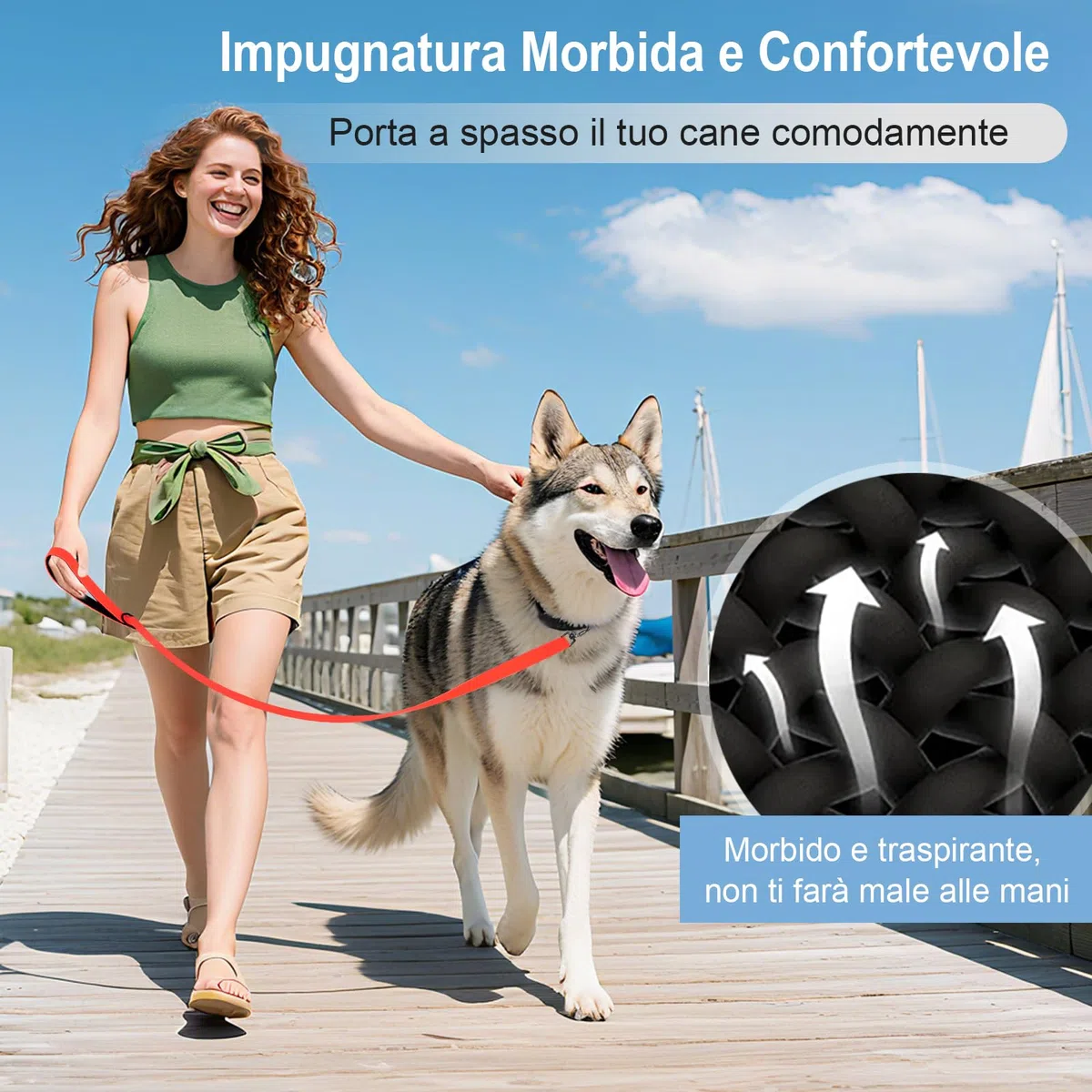 Guinzaglio da Addestramento Impermeabile per Cani, 1,8m/ 3m/ 5m/ 10m/ 15m/ 20m/ 25m/ 30m Robusta e Resistente con Maniglia e Moschettone, Perfetta per Cani di Taglia Piccola e Grande