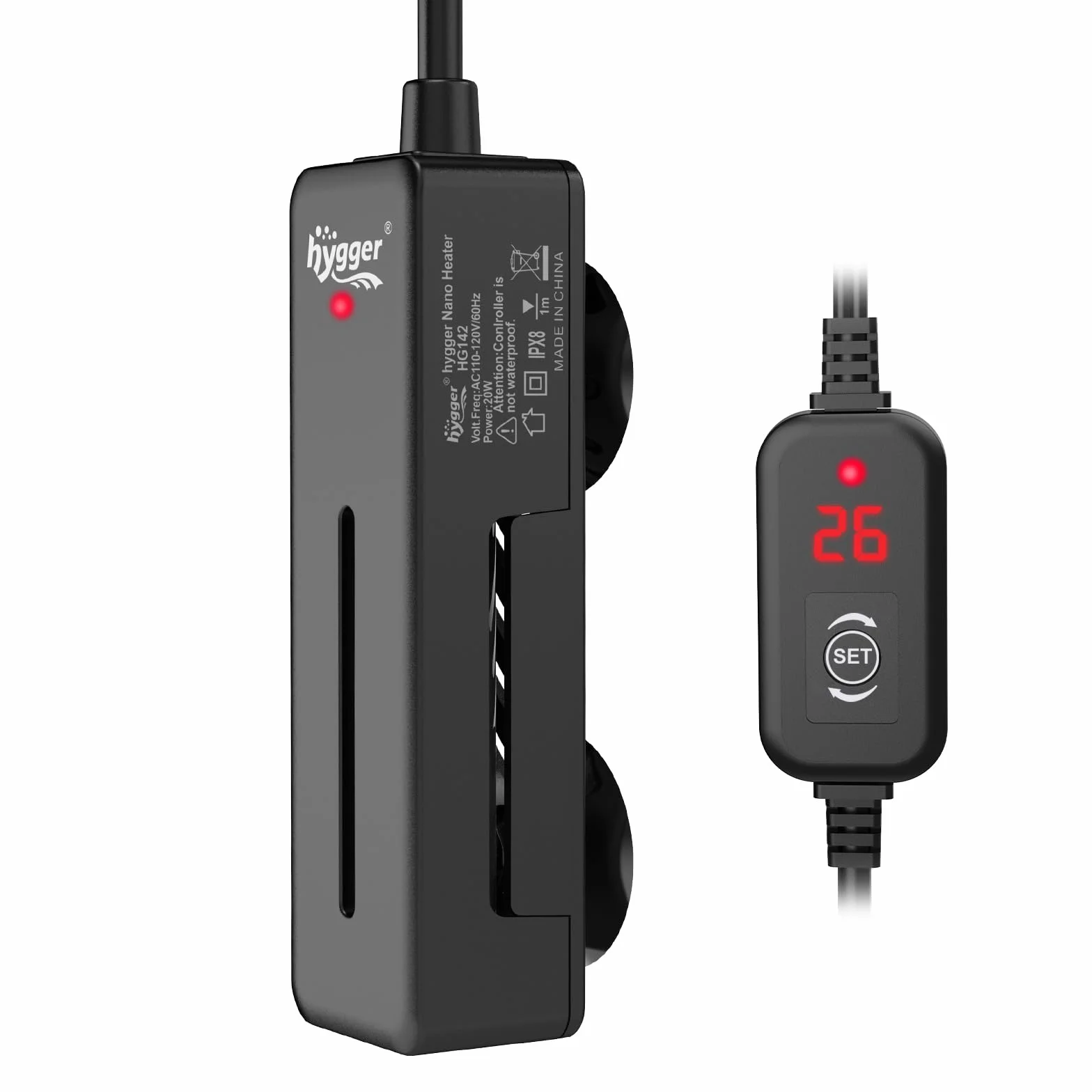 hygger Mini Riscaldatore per Acquario,20W Sommergibile Riscaldatore per Acquario de Tartarughe Betta con Display Digitale Controller, Aquarium Heater Fish Tank Heater di 3-19L Acqua Dolce