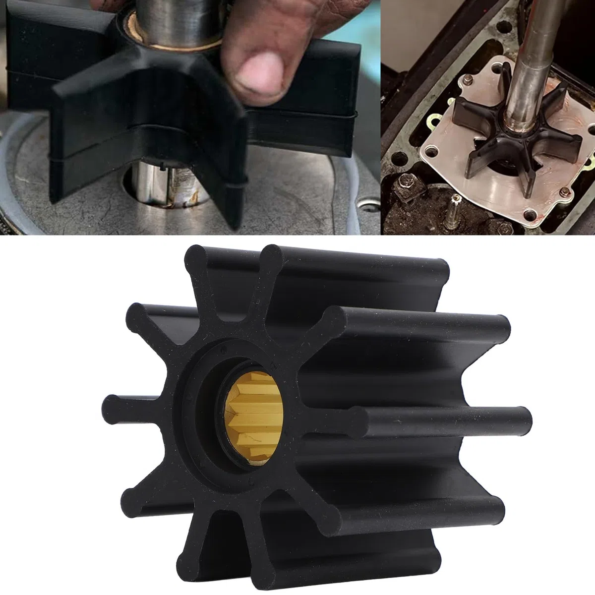 Cocoarm Girante della Pompa dell'acqua Girante della Pompa dell'acqua del Motore Fuoribordo in Gomma e Metallo 10 Pale 12 Denti con Guarnizione 65 Mm X 50 Mm per Ricostruzione del Motore della