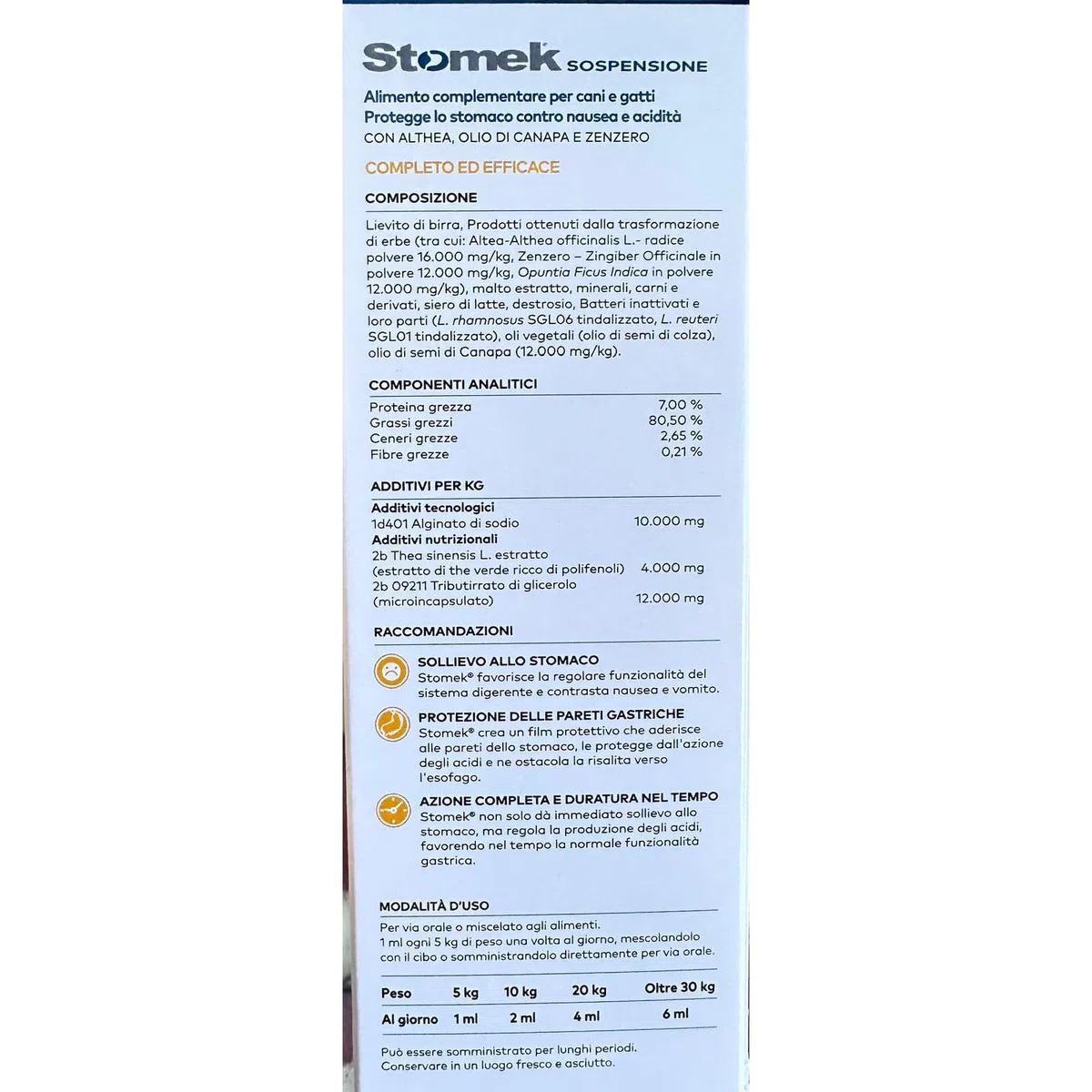Generico Stomek 50 Ml - Alimento complementare per Cani e Gatti con Althea, Olio di Canapa e Zenzero.