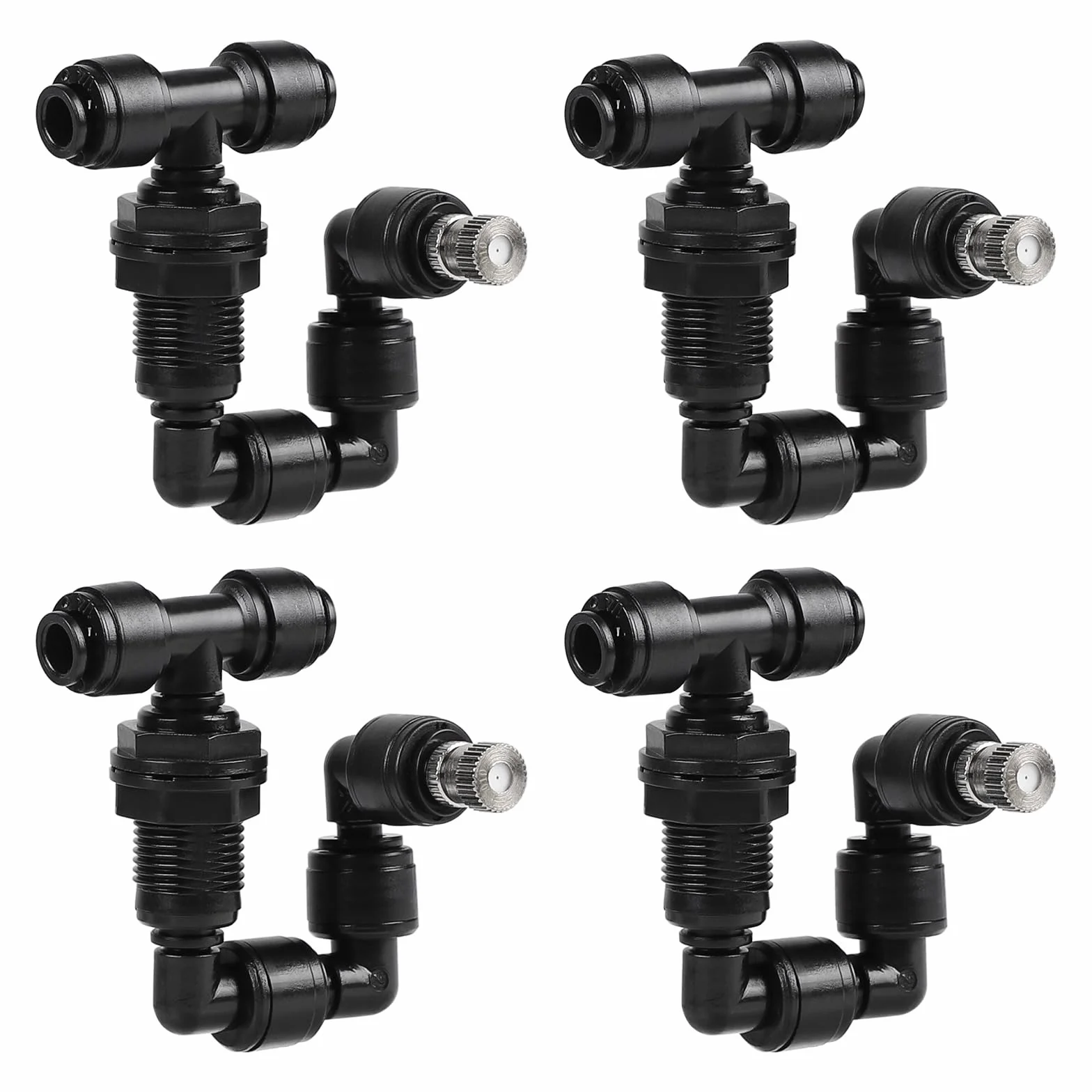SWAWIS 4 Pezzi Rettile Fogger Ugello Singolo, 360° Regolabile Rettile Fogger Mist Sprinkler, Ugello Nero per Terrario Rainforest