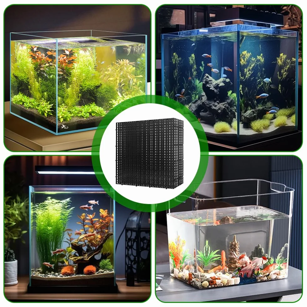 Set di protezioni salto per acquario, 8 pezzi, 30 x 30 cm, divisorio per acquario, con 6 supporti e 20 fascette per cavi, griglia in plastica, copertura per acquario, accessorio per acquario