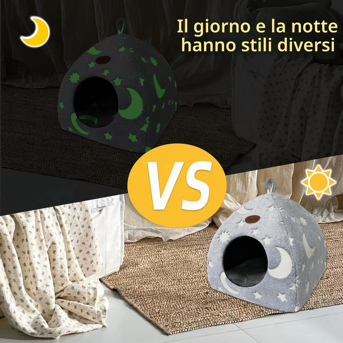 Cuccia per Gatti con Cuscino di Flanella Casetta per Gatti da Interno Tenda per Gatti Grotta per Gatto Domestici e Piccoli Animali 33x33x35cm