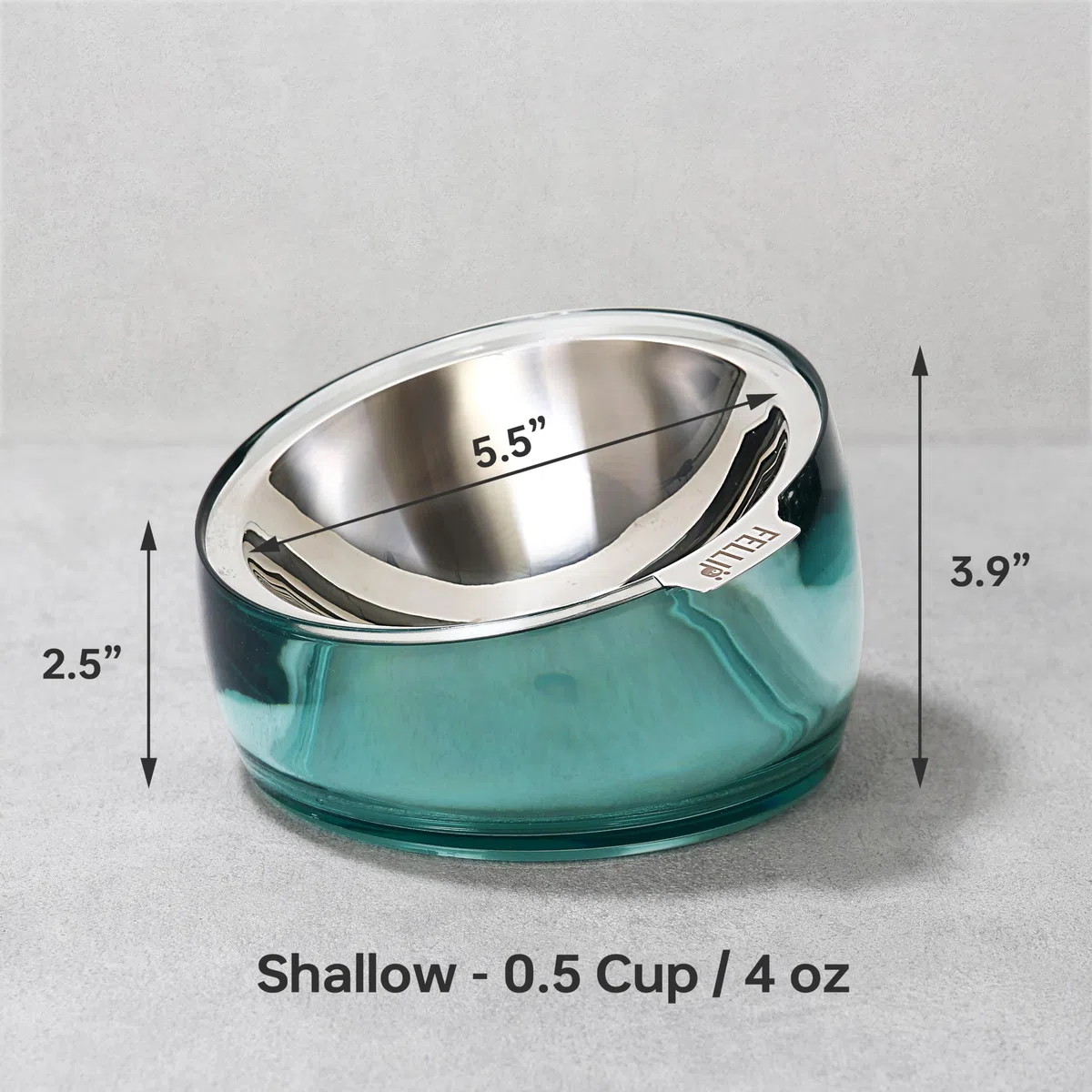 Felli Ciotola per cibo per gatti rialzata in acciaio inox, inclinata, anti-vomito, a prova di fuoriuscite, piatto inclinato, piatto in metallo acrilico per cuccioli (0,5 tazze, classico)