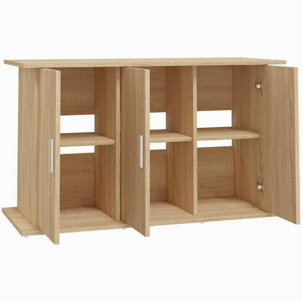 Supporto per acquario, in legno di quercia Sonoma, 101 x 41 x 58 cm, con 6 scomparti, stabile mobiletto inferiore per accessori, mangime, filtro, salvaspazio, per soggiorno, ufficio, camera da