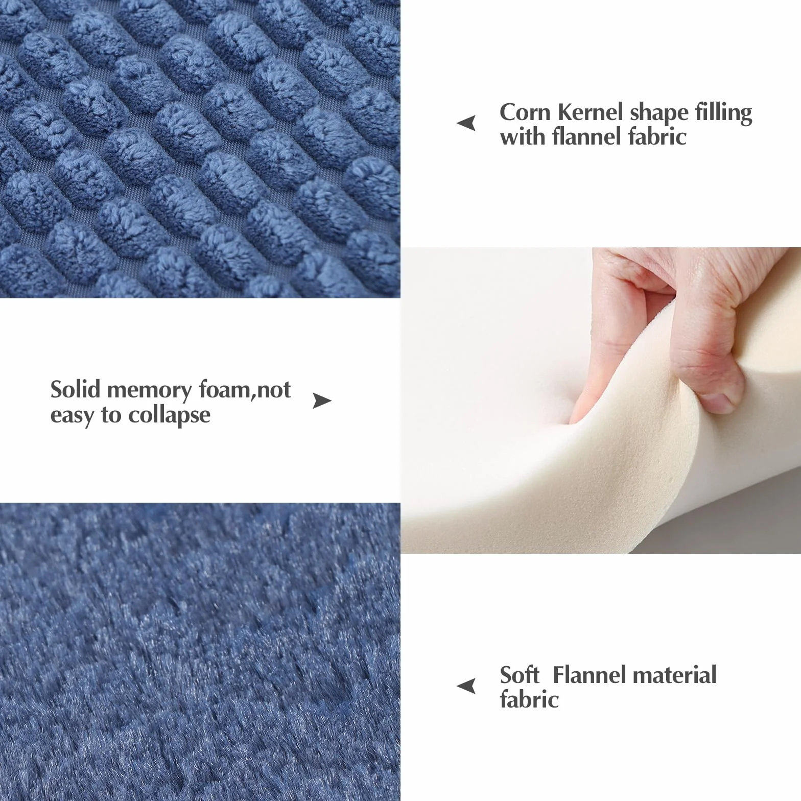 BVAGSS Cuscino per Cane Reversibile, Ultra Morbido Materassino Lavabile, Ortopedico Letto per cani Cuscino Cane Memory Foam Suave y Cálido XH079 (60x45x4cm,Navy)