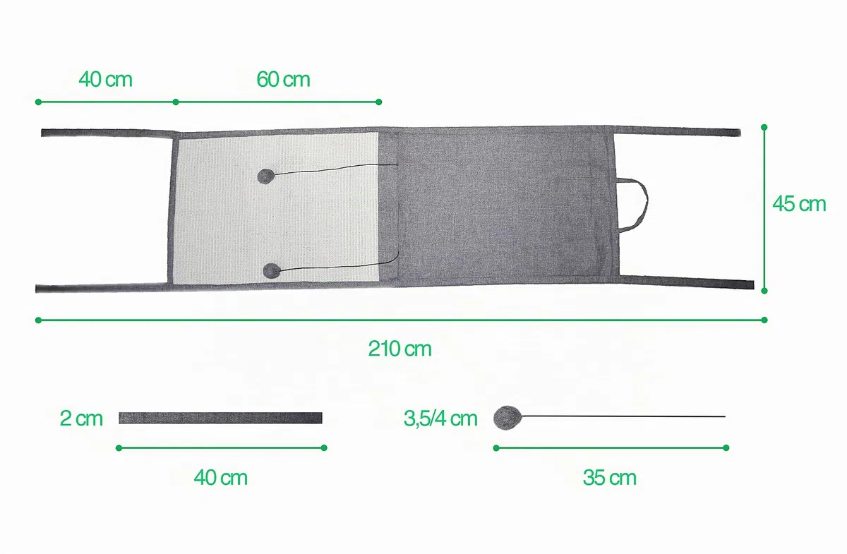 Tiragraffi divano per gatti con palline elastiche e tasche - Proteggi il divano dai graffi dei gatti - Affilacatene in sisal naturale per il divertimento dei tuoi amici felini